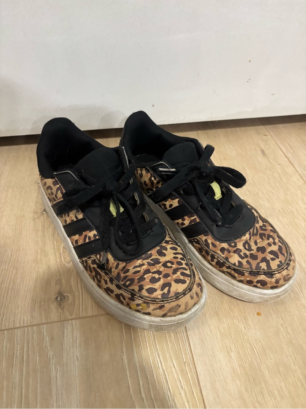 adidas Kids Leopard Print Sneakers with Black Trim
